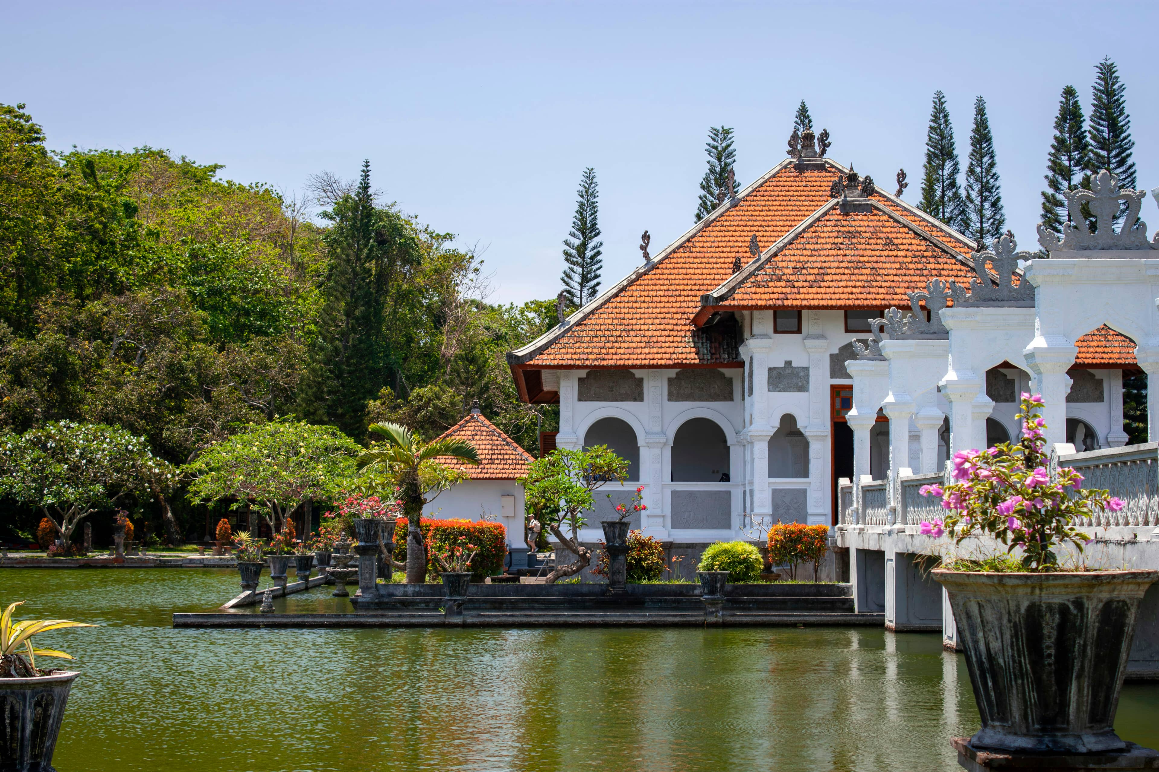 Taman Ujung Water Palace pavilion over a pond, Karangasem, Bali